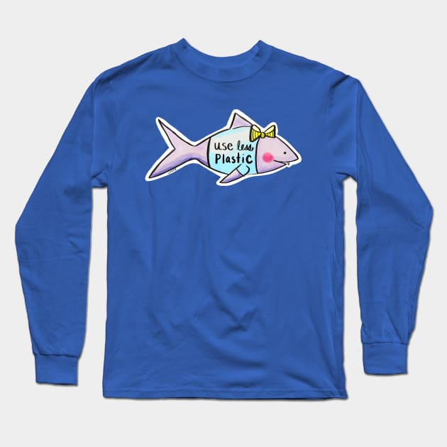 Use Less Plastic Shark Long Sleeve T-Shirt by Lady Lucas